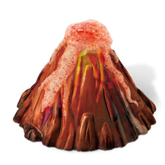 KidzLabs volcano making kit with red top, yellow middle, and orange bottom, featuring a volcanic-looking object.
