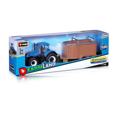 BBURAGO - Farm Tractors with Trailer Motorized 10 cm Die-Cast Metal - Play Vehicles