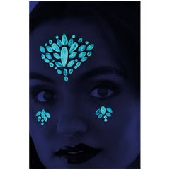 Carnival Toys - Glow In The Dark Crystal Face Adhesive Decorations For Creative Role Play - Makeup