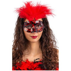 Carnival Toys - Plastic Mask with Red Feathers - Pretend Professions & Role Playing