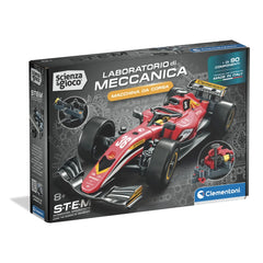 Clementoni Scienza e Gioco Laboratorio di Meccanica - Speed Racer Racing Car Construction Set for Kids Ages 8 Years+ - Mechanical Engineering Travel Creative Box with Rack and Pinion Steering, Pistons and 90+ Pieces