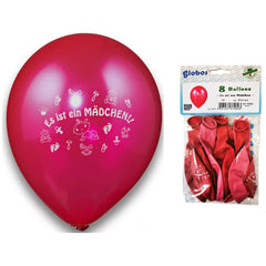 Globo - Rosa Luftballons "Es ist ein Mädchen" - Packung mit 10