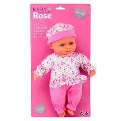 Johntoy - Baby Rose Baby Puppe 30 cm mit Geräuschen - Puppen, Spielsets & Spielzeugfiguren