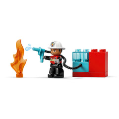 LEGO - DUPLO Feuerwehrauto mit Schlauch und Feuerwehrmann - Konstruktionsspielzeug