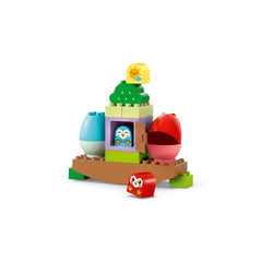 Colorful LEGO® DUPLO® Balancing & Stacking Tree set featuring a tree house, owl figures, and stacking elements in blue, red, and green.