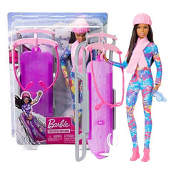 Mattel - Barbie Wintersportpuppe auf dem Schlitten - Puppen Spielsets Spielzeugfiguren