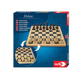 Noris - Deluxe Holz - Schach & Dame - Brettspiele - Internationale Ausgabe - Brettspiele