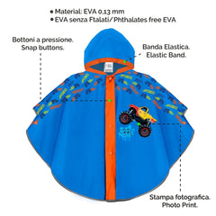 Perletti - Ponchos - Monster Truck Rain Poncho - Reflective - 3-6 Yrs - Safety