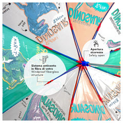 Perletti - Regenschirme - Dinosaurier Transparenter Schirm - 3–6 Jahre - Sicherheit und Spaß