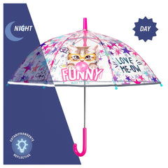 Perletti - Rain Umbrellas - Funny Cat Dome Umbrella - 3-6 Years - Windproof