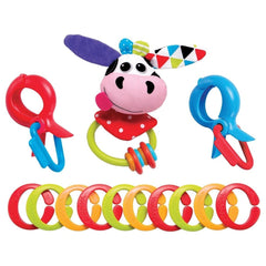 Yookidoo - Clips, Rattle 'N' Links Cow Toy Set - Baby Activity Toys - 0M