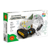 Alexander Constructor Diggy Ruspa set box with metal and plastic excavator on white background. Suitable for ages 8+.
