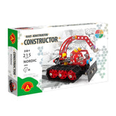 Alexander Constructor Snow Cat set, red and black model with tracks and crane, for ages 8+, 215 pieces.