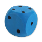 Blue soft sponge dice with black dots, designed for children's imaginative play.