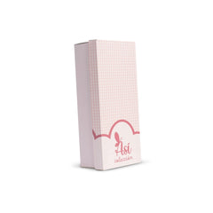 Pink plaid box with the "Así colección" logo in red, standing upright on a white background.