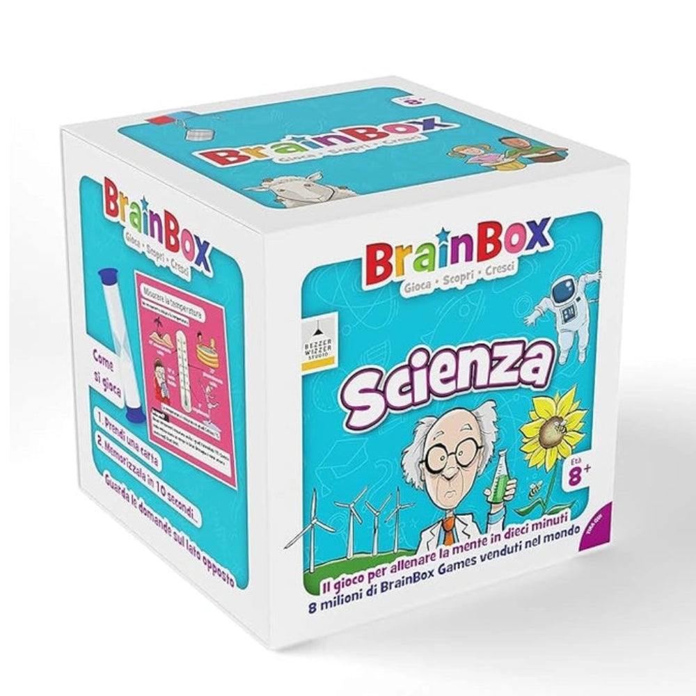 BrainBox science-themed educational product packaging on a white background