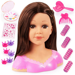Charlene Super Model doll features light pink skin, dark brown glossy hair, and shiny pink clothing with accessories includin