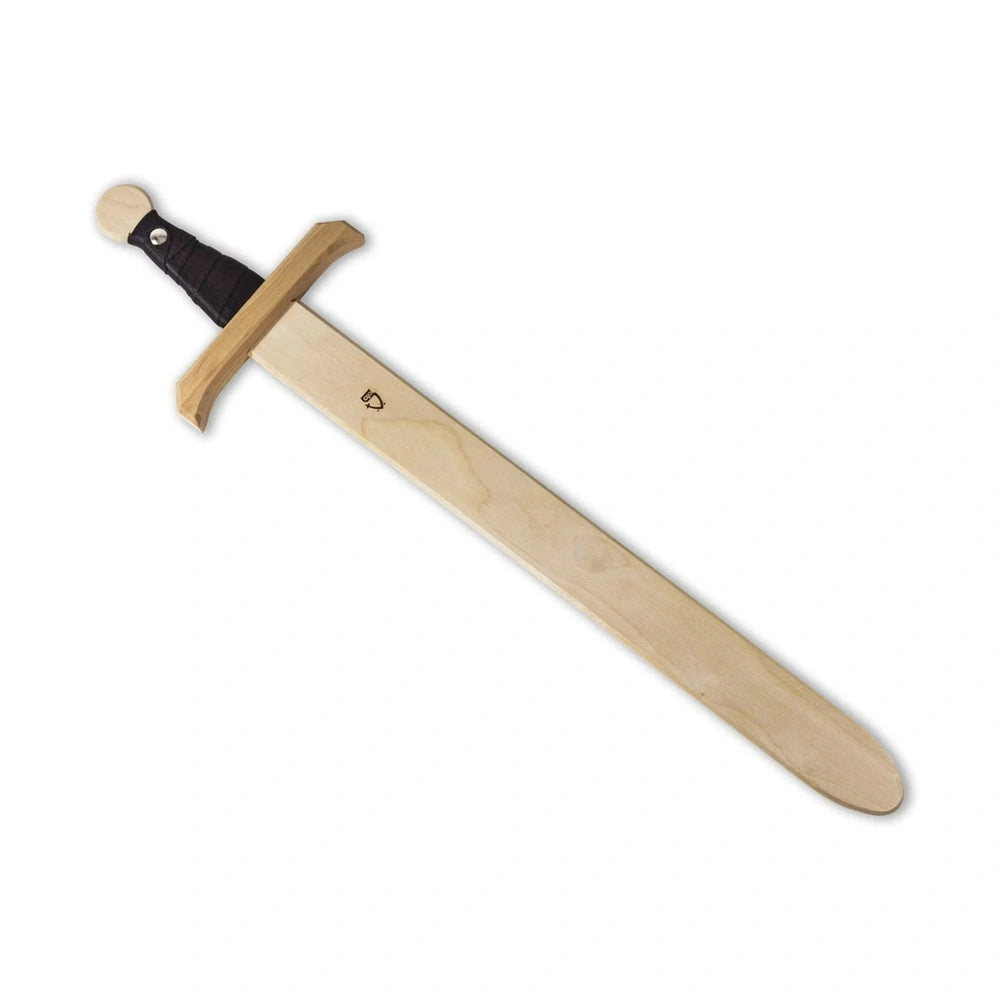 Birch sword with a brown wooden handle and silver metal blade, designed for pretend professions and role playing.