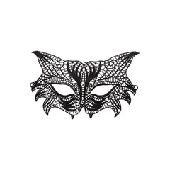 Black cat fabric mask with pointed ears, designed for imaginative play and role-playing in a monochromatic line drawing style