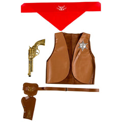 Karneval Spielzeug - Cowboy Set mit Weste, Pistole, Bandana und Gürtelholster für Kinder - Rollenspiele und Berufsspiele