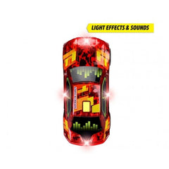 Dickie Beat Breaker Streets play vehicle features red and yellow glossy plastic, black matte accents, and illuminated sound e