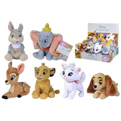 Disney Classic plush stuffed animals in a grid, showcasing various characters in soft materials and multiple colors.