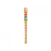 Eichhorn wooden flute, 32cm long, features a rainbow-colored design with multiple finger holes for music creation.