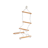 Eichhorn Outdoor Rope Ladder made of light wood with white rope, featuring horizontal rungs and vertical supports.