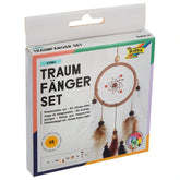 Folia Dreamcatcher Set Ethno features a colorful design, feathers, and a visible dreamcatcher through a window on white cardb