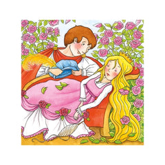 Gollness Fairy Tale Cube Puzzle features two children, one in a pink dress and another in a red shirt, surrounded by glossy p