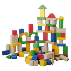 Johntoy - Wooden Blocks 100 Pcs - Sorting & Stacking Toys