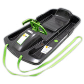 KHW Snow Fox Sled in anthracite features a glossy black body, black seat, and a green handle for outdoor play.