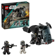 LEGO Death Trooper and Night Trooper Battle Pack featuring two minifigures armed with blasters beside a dropship with a cockpit and removable canopy.