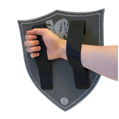 Amber Dragon Shield with two black straps, designed for pretend professions and role playing in the Liontouch Amber Dragon Kn