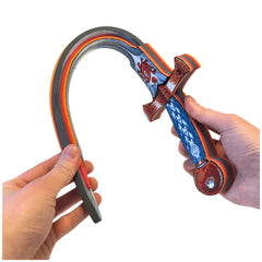 Amber Dragon Sword with a blue and red handle, silver and red blade, and red and black grip, designed for role-playing.