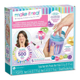MAKE IT REAL Party Nails Glitter Nail Studio features colorful nail designs, 500 nails, 5 glitter pads, and nail polish in vi