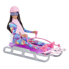 Mattel - Barbie Winter Sports Doll on Sleigh - Dolls Playsets Toy Figures