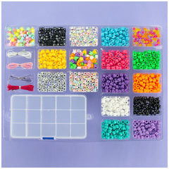 Nice Beads ABC Pcs 1500 Set features a clear plastic container with multiple compartments for organized arts and crafts.