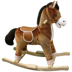My Vip Rocking Horse, 65 cm, features a brown textured body, lighter brown saddle, and dark brown mane and tail.