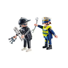 Playmobil DuoPack features a plastic policeman and burglar figures with detailed clothing, accessories, and badges.