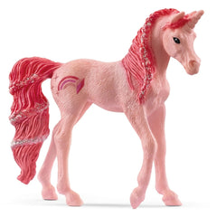 Stylized pink unicorn toy with a glossy finish and glittery mane, tail, and star design against a plain white background.