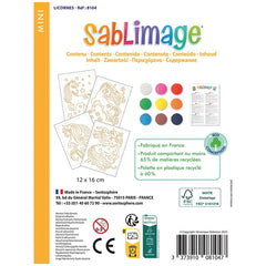 SablImage Mini Sablimage Licornes arts and crafts kit in colorful packaging with a unicorn design and clear plastic window.