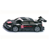 Siku Audi RS5 Racing model car in black with red and white accents, featuring detailed components and a glossy finish.