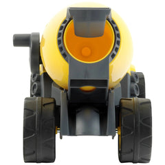 Theo Klein Concrete Truck 1:24 features a glossy yellow body with black accents and two black wheels, centered in the image.