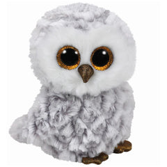 TY Beanie Boos Owlette plush toy, a fluffy white and grey owl with detailed facial features, large eyes, and a soft texture.