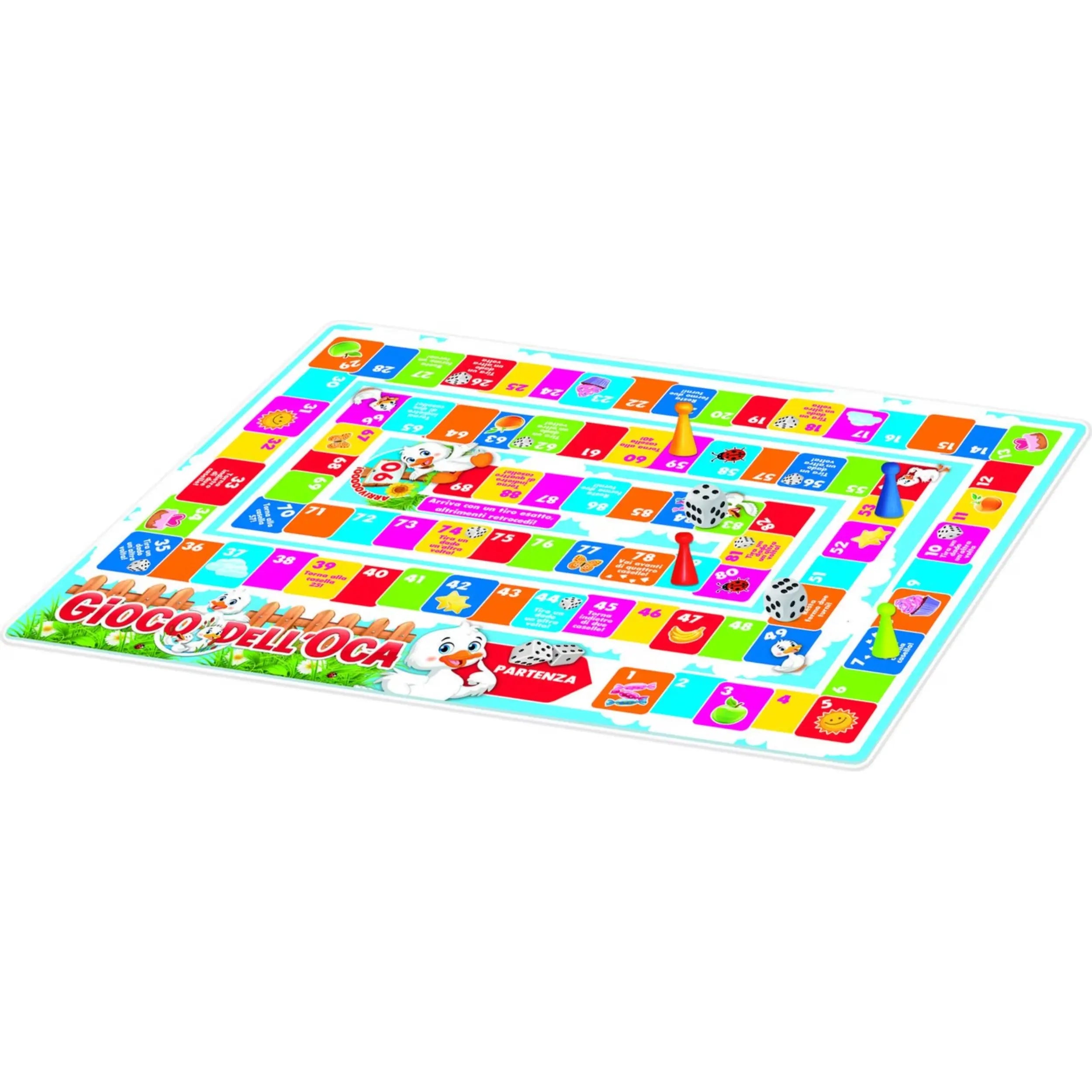 RS Toys Gioco dell'Oca Junior Pocket Games features a vibrant, colorful game board with various shapes and numbers for playfu
