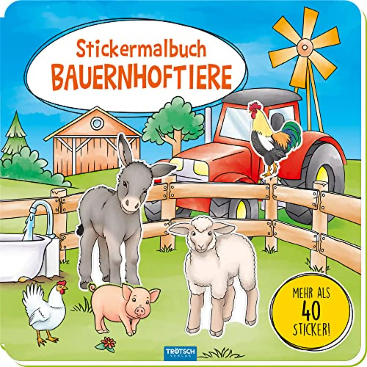 TROTSCH - Stickermalbuch Bauernhoftiere Kunst und Handwerk - Deutsche Ausgabe