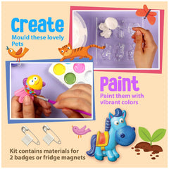 4M - Mould & Paint Cute Pets - Make 6 Magnets - Arts & Crafts