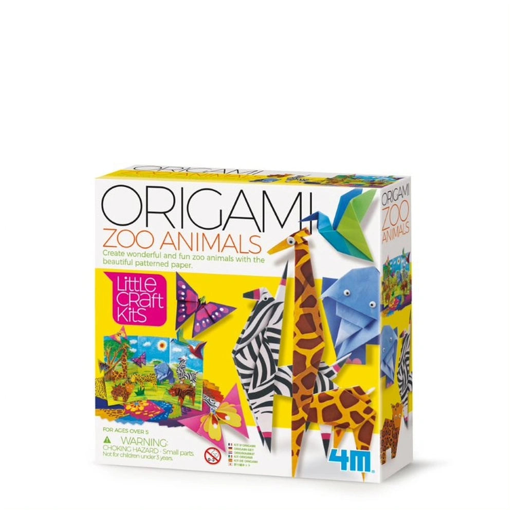 4M Little Craft Origami Zoo Animals packaging features glossy yellow cardboard with black text, highlighting fun animal craft