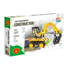 Alexander Excavator Constructor set, yellow and black metal toy with 189 pieces for ages 8+, Mały Konstruktor series.